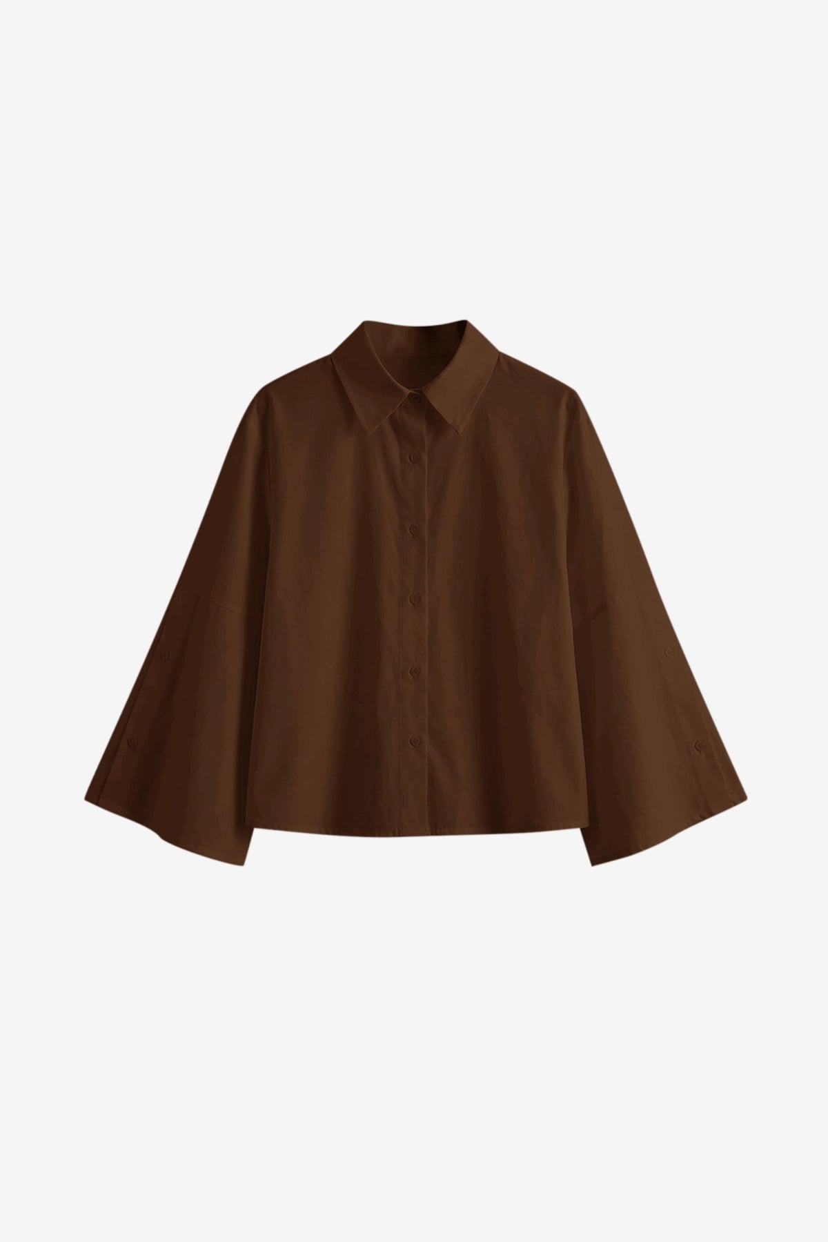 Womens Coffee 3/4 Bell Sleeve Button Down Shirts  | CicyBell