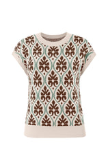 Women's Coffee Floral Cap Sleeve Sweater Tops  | CicyBell