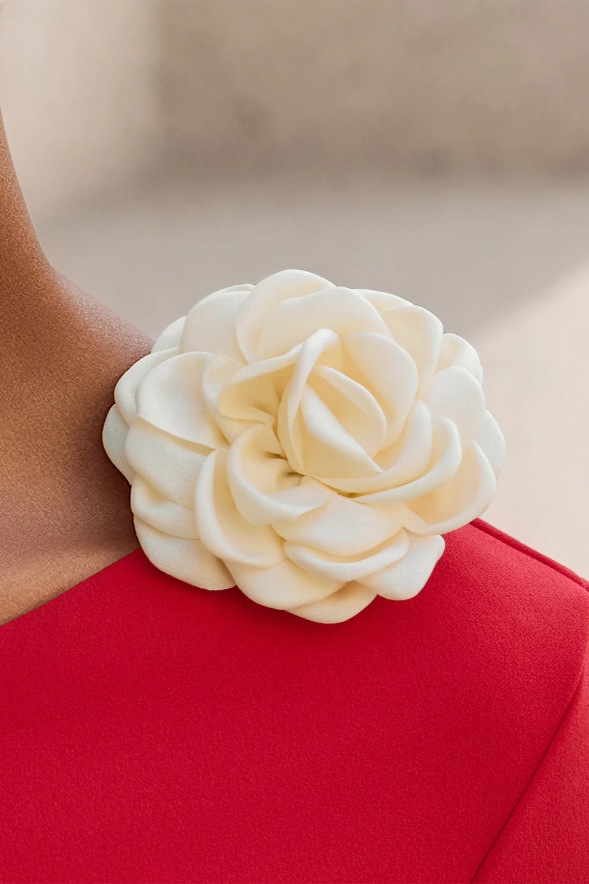 Womens Creamy White 4'' Rose Brooch Pin | CicyBell
