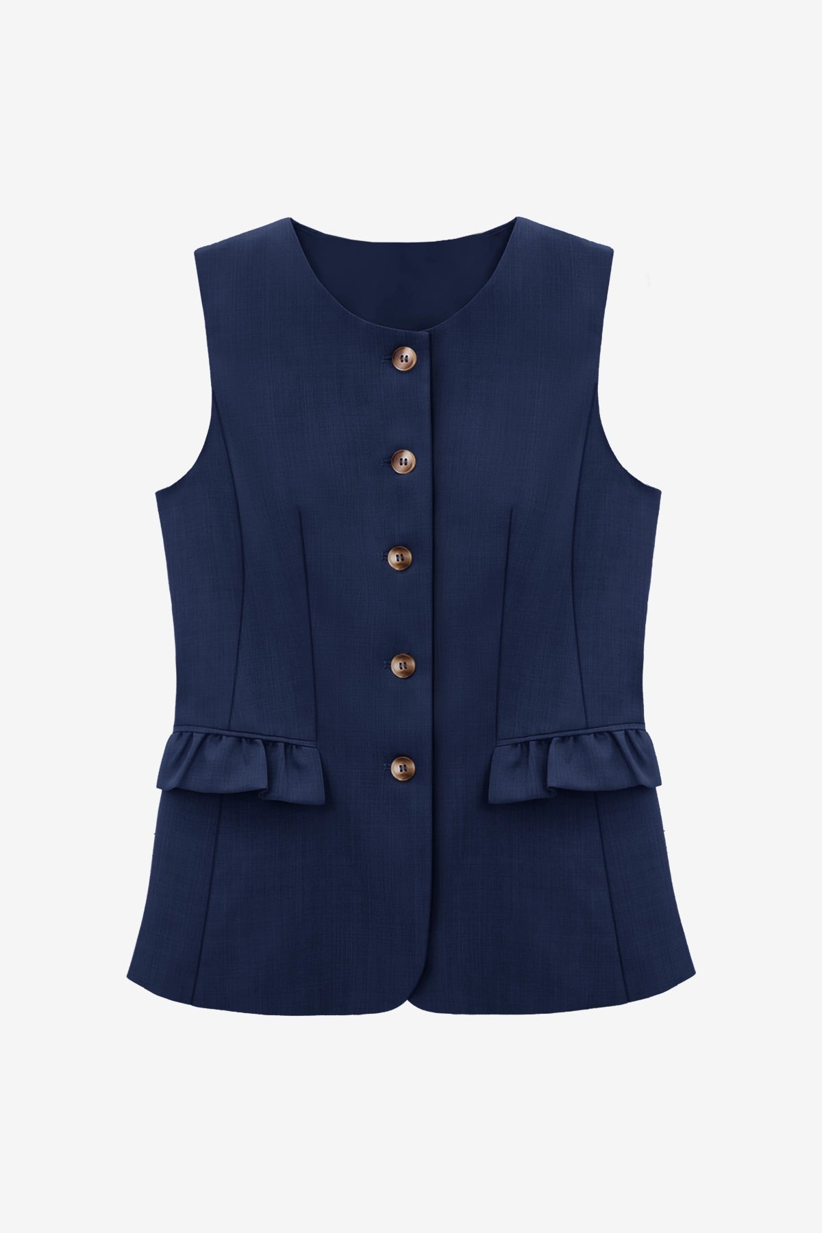 Womens Dark Blue Blazer Vest Tops  | CicyBell