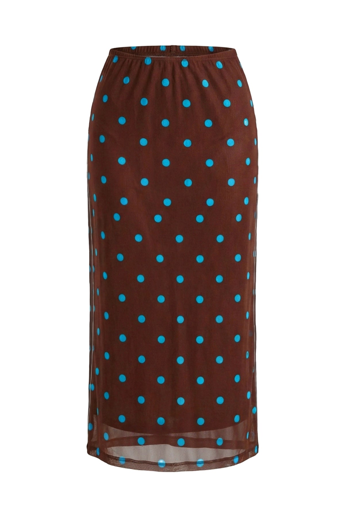 Womens Dark Brown Floral Boho Mesh Midi Skirt  | CicyBell