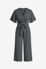 Womens Dark Grey Wide Leg Long Pants Rompers | CicyBell