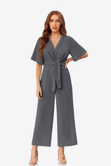 Womens Dark Grey Wide Leg Long Pants Rompers | CicyBell