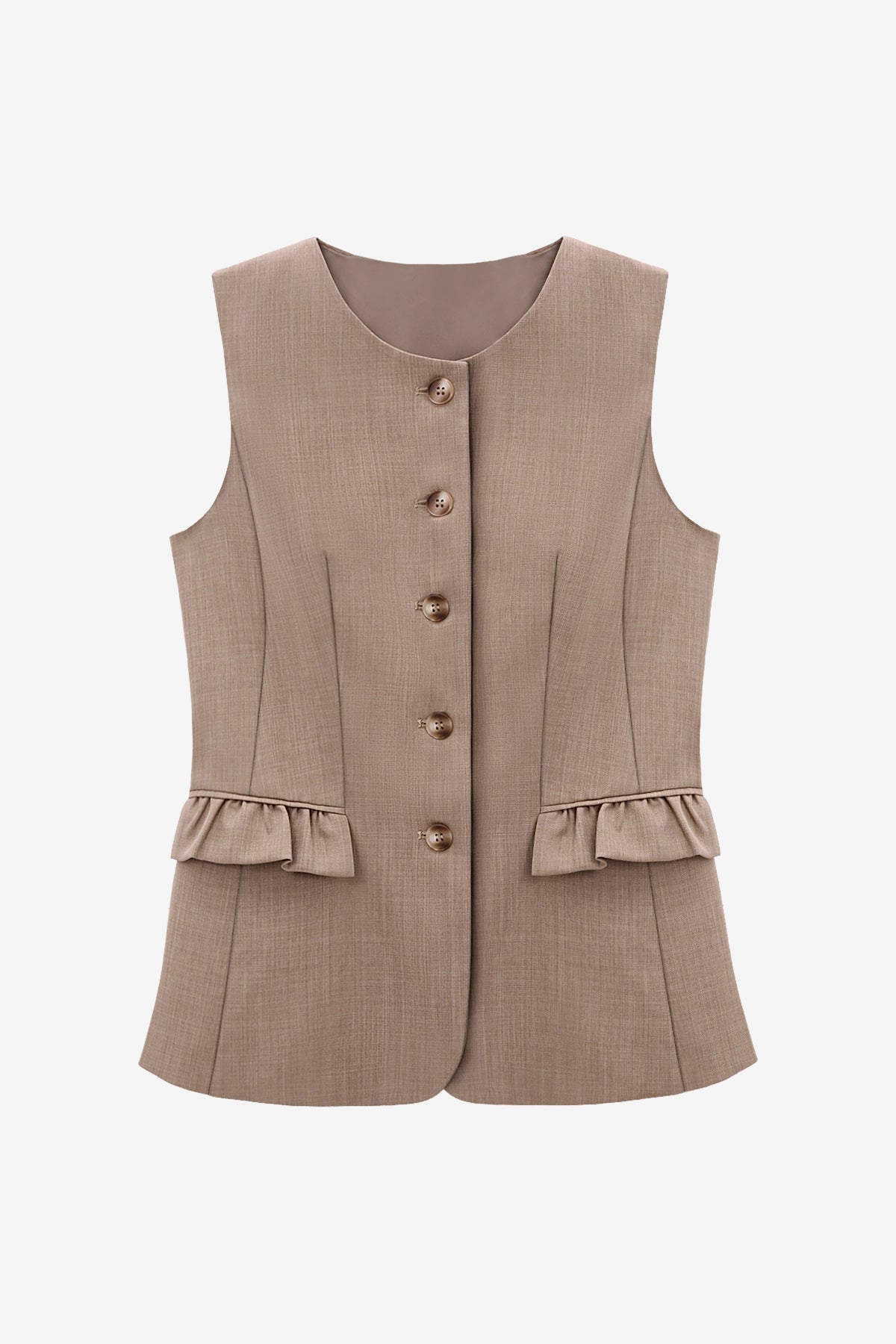 Womens Dark Khaki Blazer Vest Tops  | CicyBell