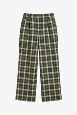 Womens Deep Green Wide Leg Plaid Pants | CicyBell
