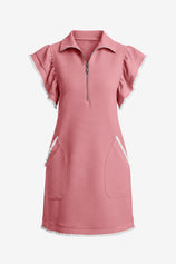Womens Dusty Pink Ruffle Cap Sleeve Dress  | CicyBell