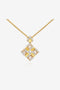 Cicy Bell Women's Floral Square Pendant Necklace in 18k gold-plated brass. Features a geometric square frame with an intricate "sparkle-within-a-square" design using round and baguette-cut Cubic Zirconia stones.