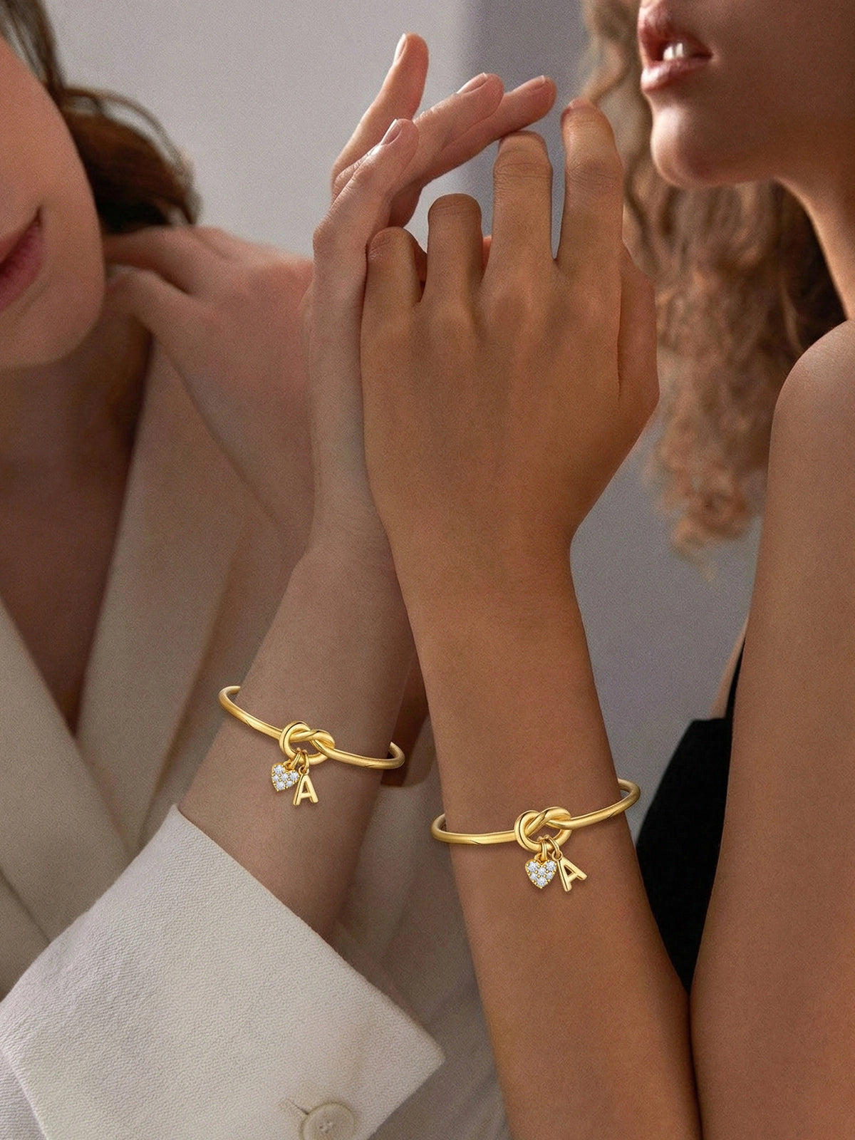 Womens Gold-A Knot Initial Bracelets | CicyBell