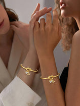 Womens Gold-A Knot Initial Bracelets | CicyBell