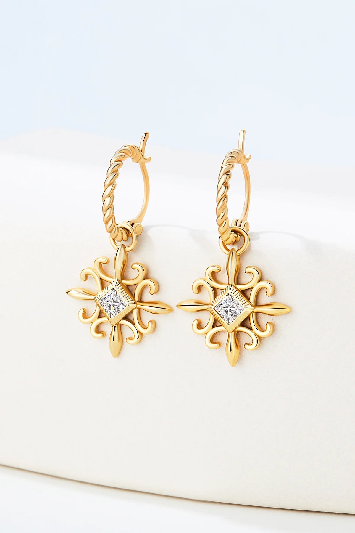 Hypoallergenic Gold CZ Dangle Earrings Face-Framing Drop | CicyBell