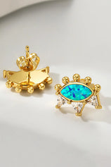Hypoallergenic Gold Studs Opal Evil Eye | CicyBell