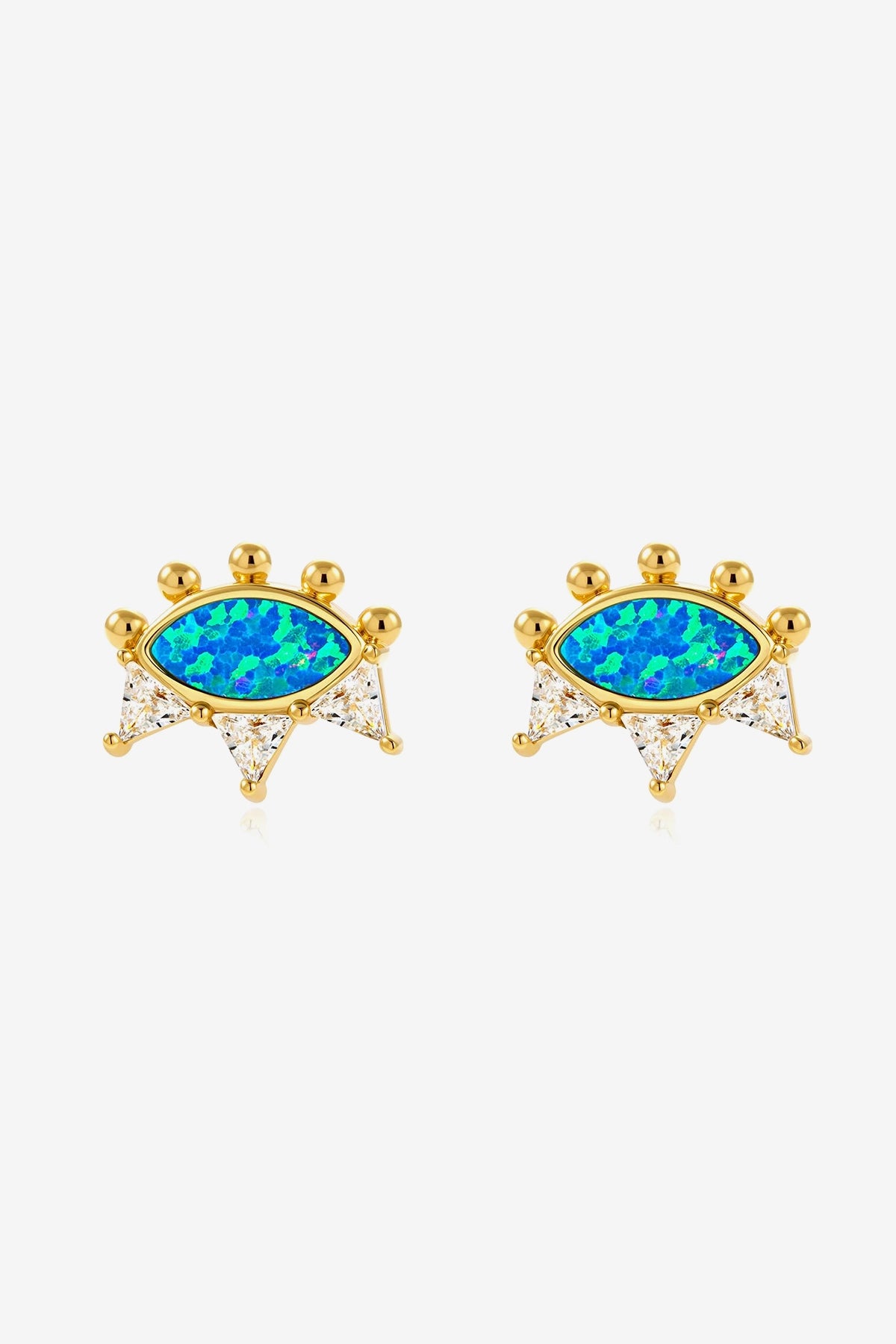 Hypoallergenic Gold Studs Opal Evil Eye | CicyBell