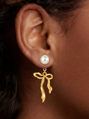 Womens Gold Pearl Drop Dangle Earrings | CicyBell