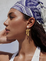 Womens Gold Pearl Drop Dangle Earrings | CicyBell