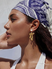 Womens Gold Pearl Drop Dangle Earrings | CicyBell