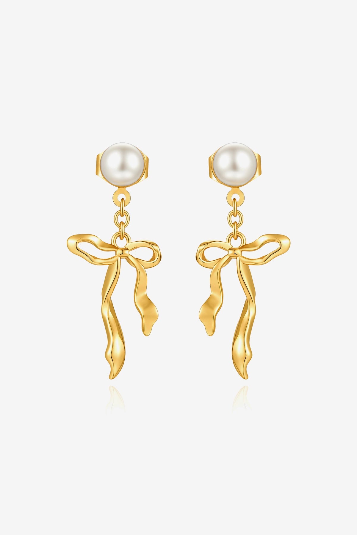 Womens Gold Pearl Drop Dangle Earrings | CicyBell