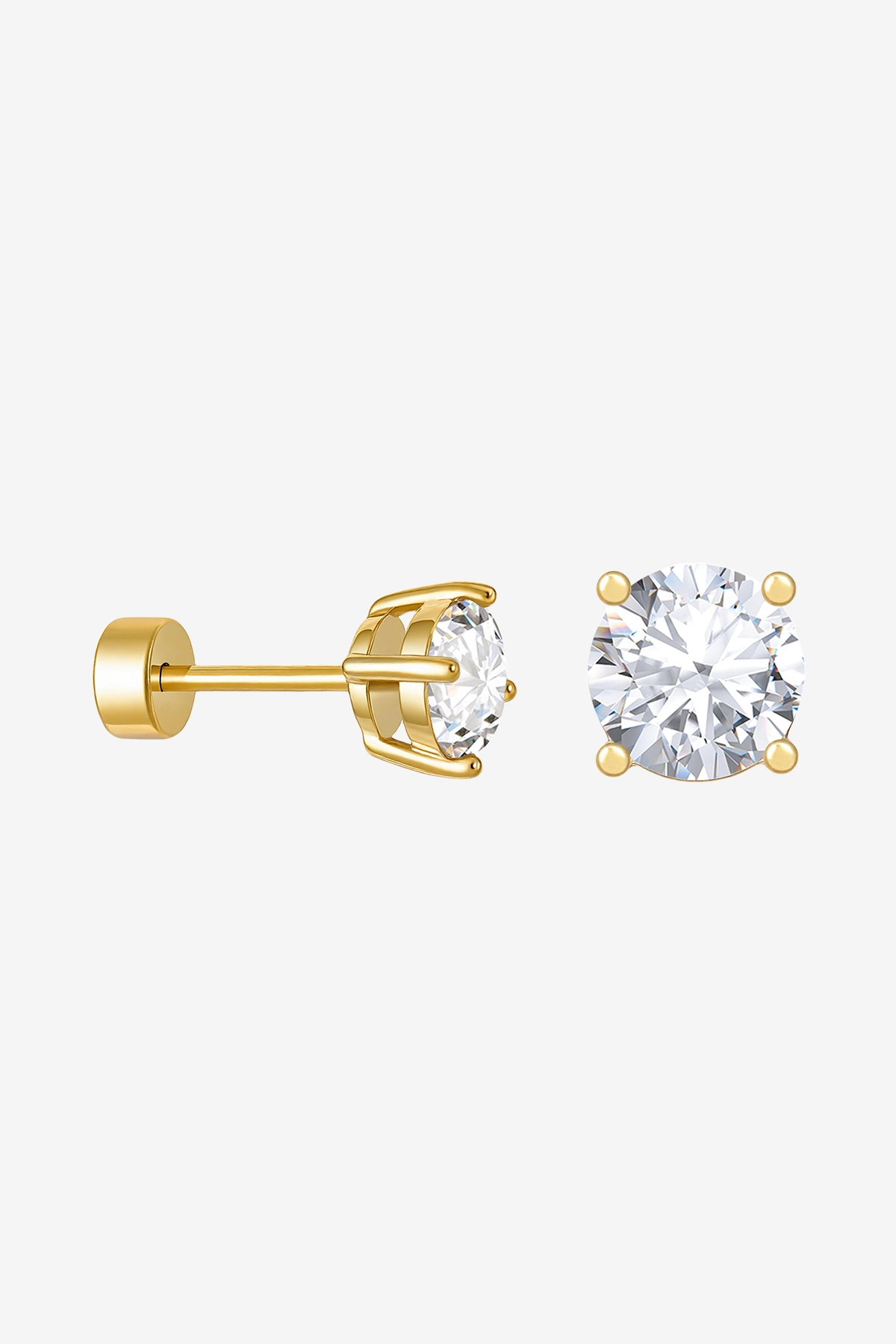 Womens Gold Flat Back Stud Earrings | CicyBell