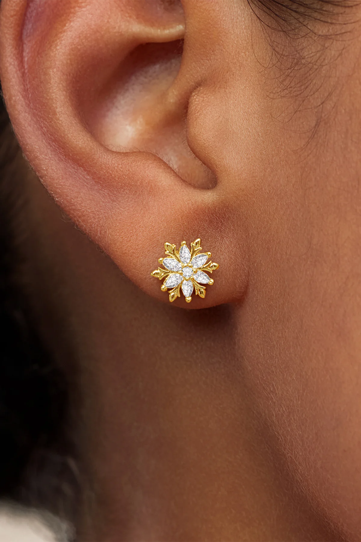 Womens Gold Flat Back Stud Earrings | CicyBell