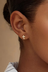 Womens Gold Flat Back Stud Earrings | CicyBell