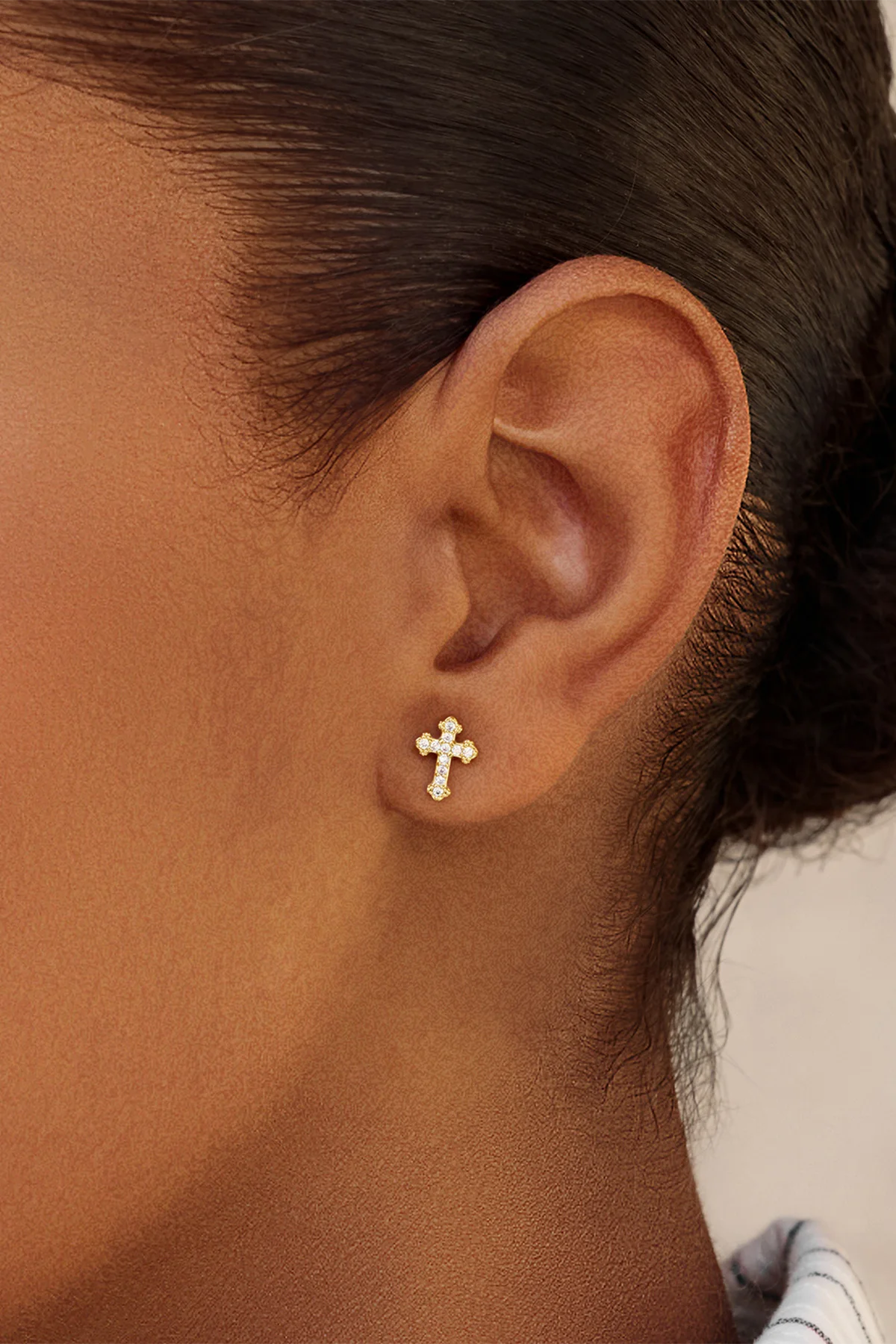Womens Gold Flat Back Stud Earrings | CicyBell