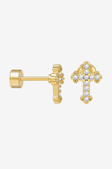 Womens Gold Flat Back Stud Earrings | CicyBell