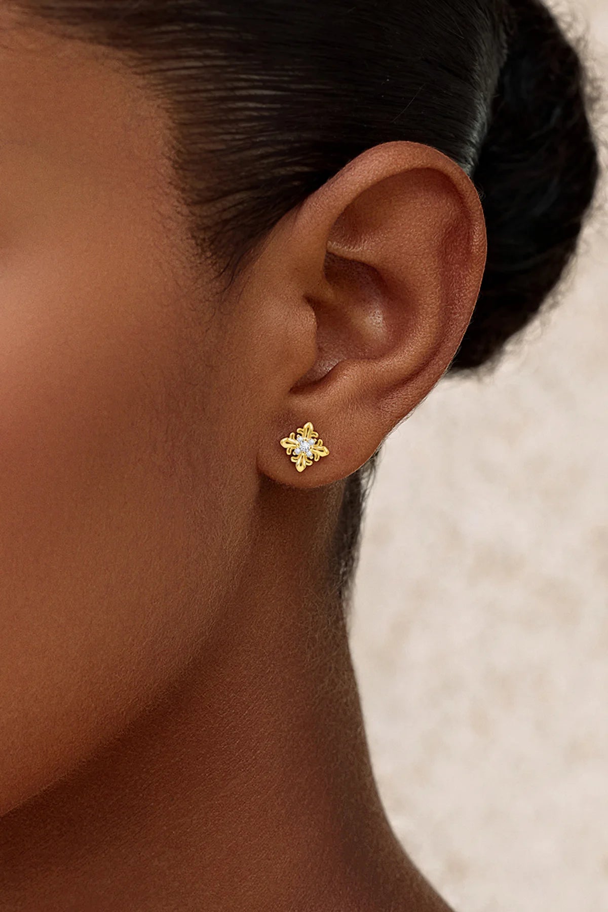 Womens Gold Flat Back Stud Earrings | CicyBell