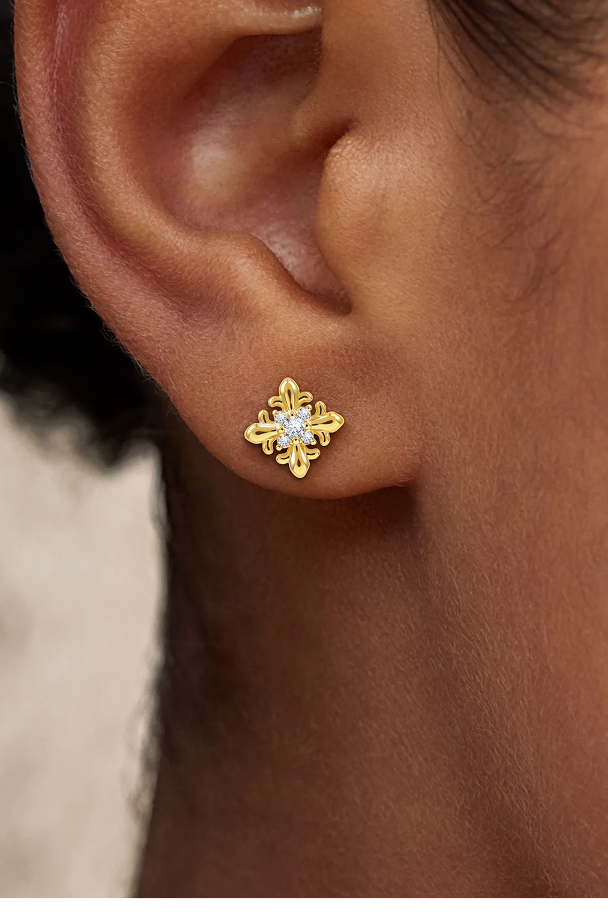 Womens Gold Flat Back Stud Earrings | CicyBell