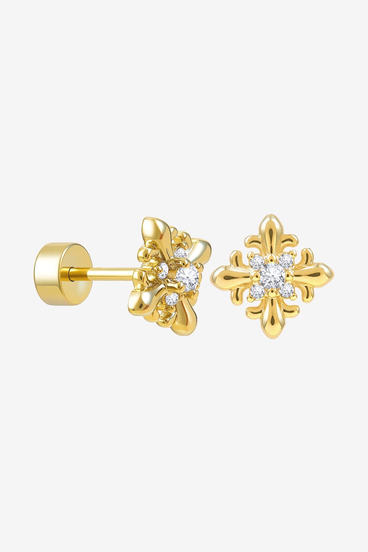 Womens Gold Flat Back Stud Earrings | CicyBell
