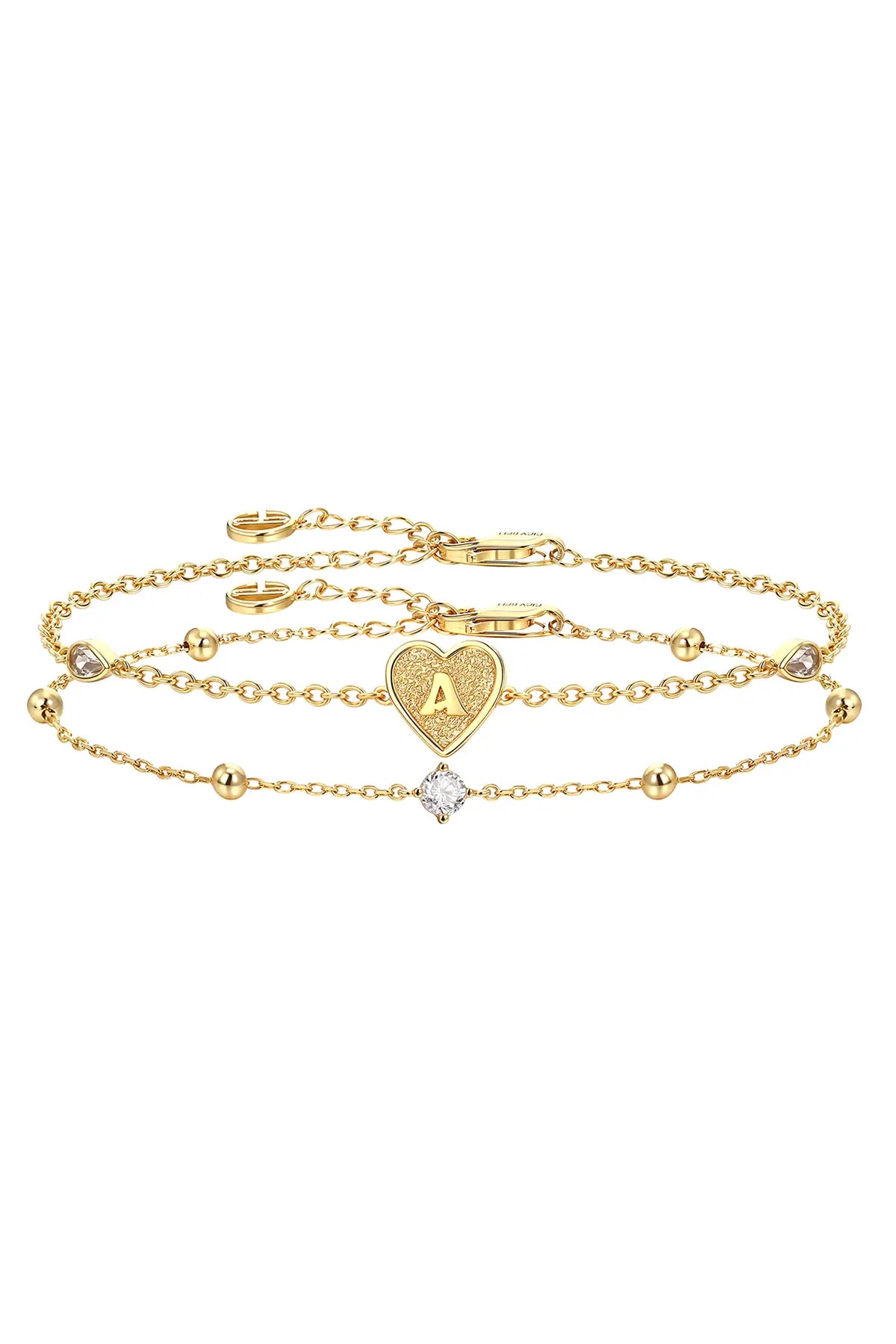 Cicy Bell Womens Gold Heart Initial A Name Bracelets