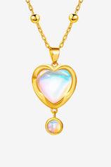 Gentle Glow Gold Moonstone Heart Necklace | CicyBell