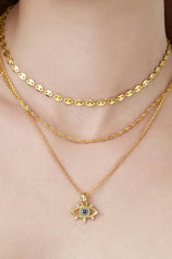 Hypoallergenic Gold Layered Evil Eye Necklace | CicyBell