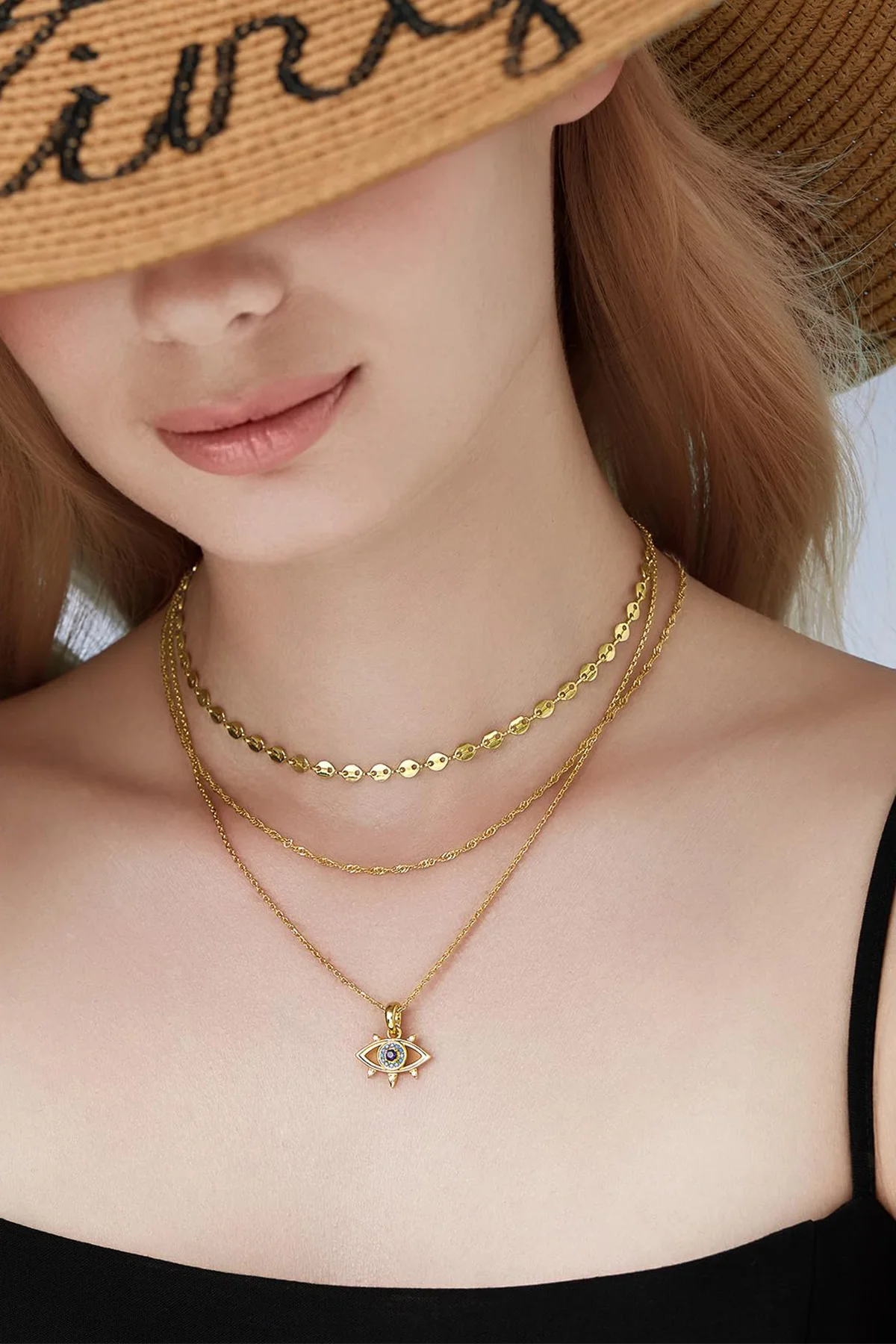Hypoallergenic Gold Layered Evil Eye Necklace | CicyBell
