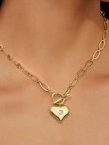 Womens Gold-Style A Love Chunky Charm Necklace | CicyBell