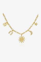Womens Style Sun Moon Chunky Charm Necklace | CicyBell