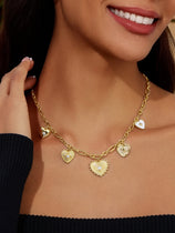 Womens Style Diamond Love Heart Chunky Charm Necklace | CicyBell
