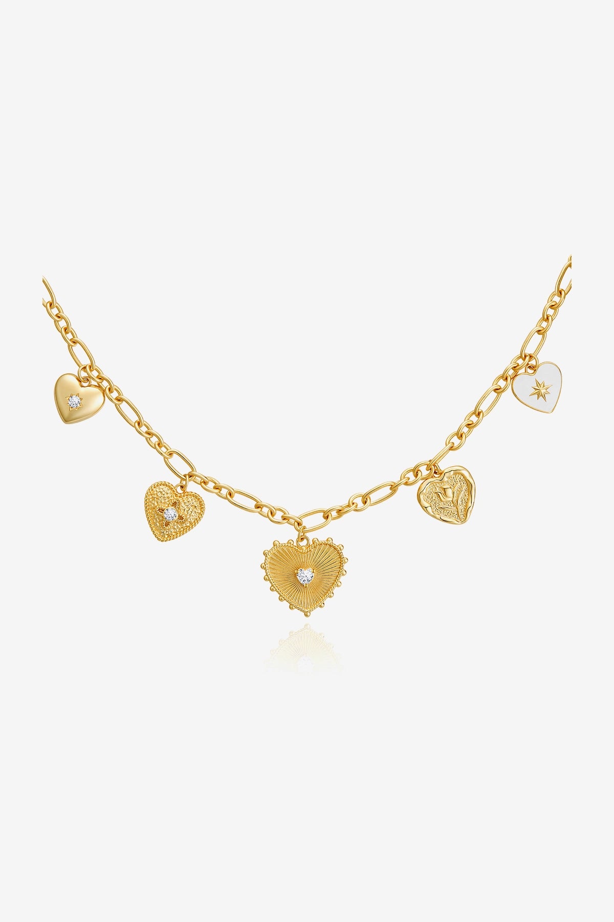 Womens Style Diamond Love Heart Chunky Charm Necklace | CicyBell