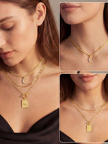 Womens Gold Brass Layered Necklace | CicyBell