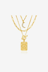 Womens Gold Brass Layered Necklace | CicyBell