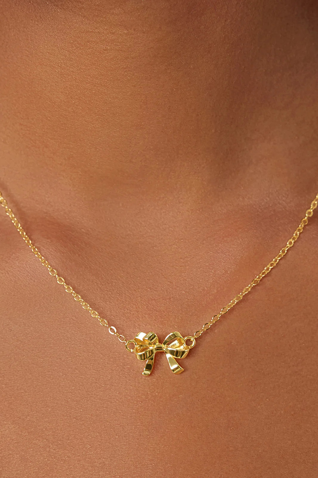 Womens 18k Gold Plated Adjustable Bow Necklace | CicyBell