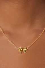 Womens 18k Gold Plated Adjustable Bow Necklace | CicyBell