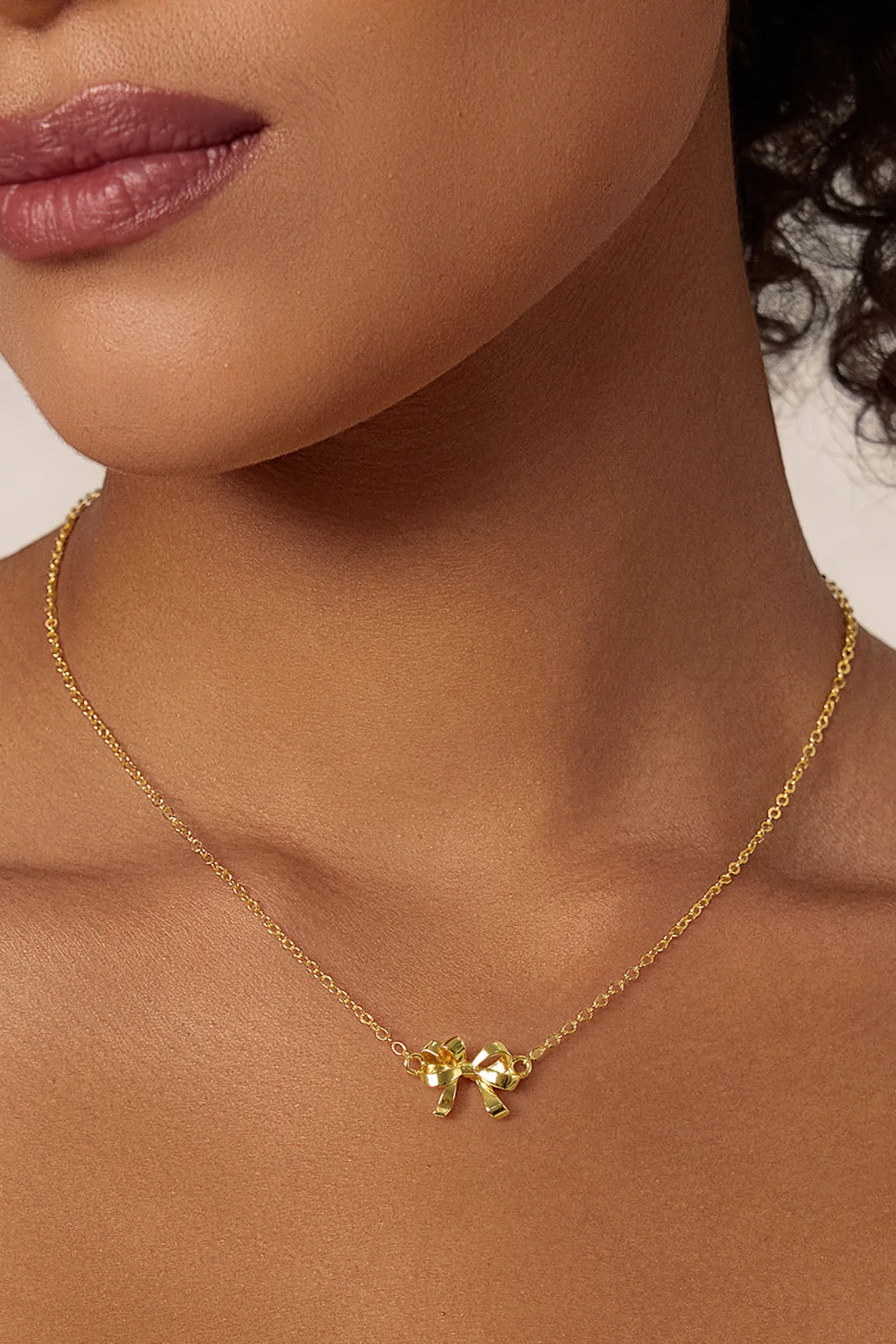 Womens 18k Gold Plated Adjustable Bow Necklace | CicyBell
