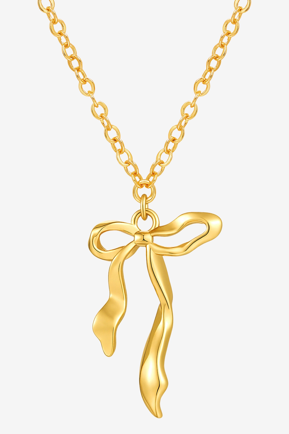 Womens 18k Gold Plated Adjustable Bow Necklace | CicyBell