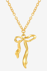 Womens 18k Gold Plated Adjustable Bow Necklace | CicyBell