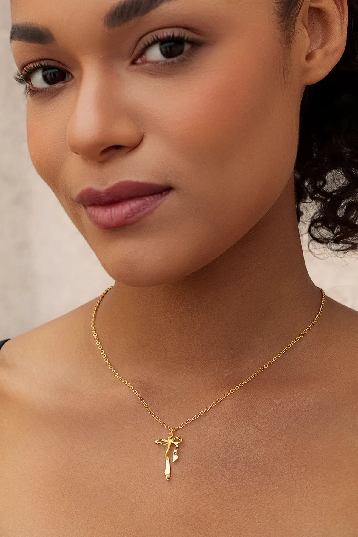 Womens 18k Gold Plated Adjustable Bow Necklace | CicyBell