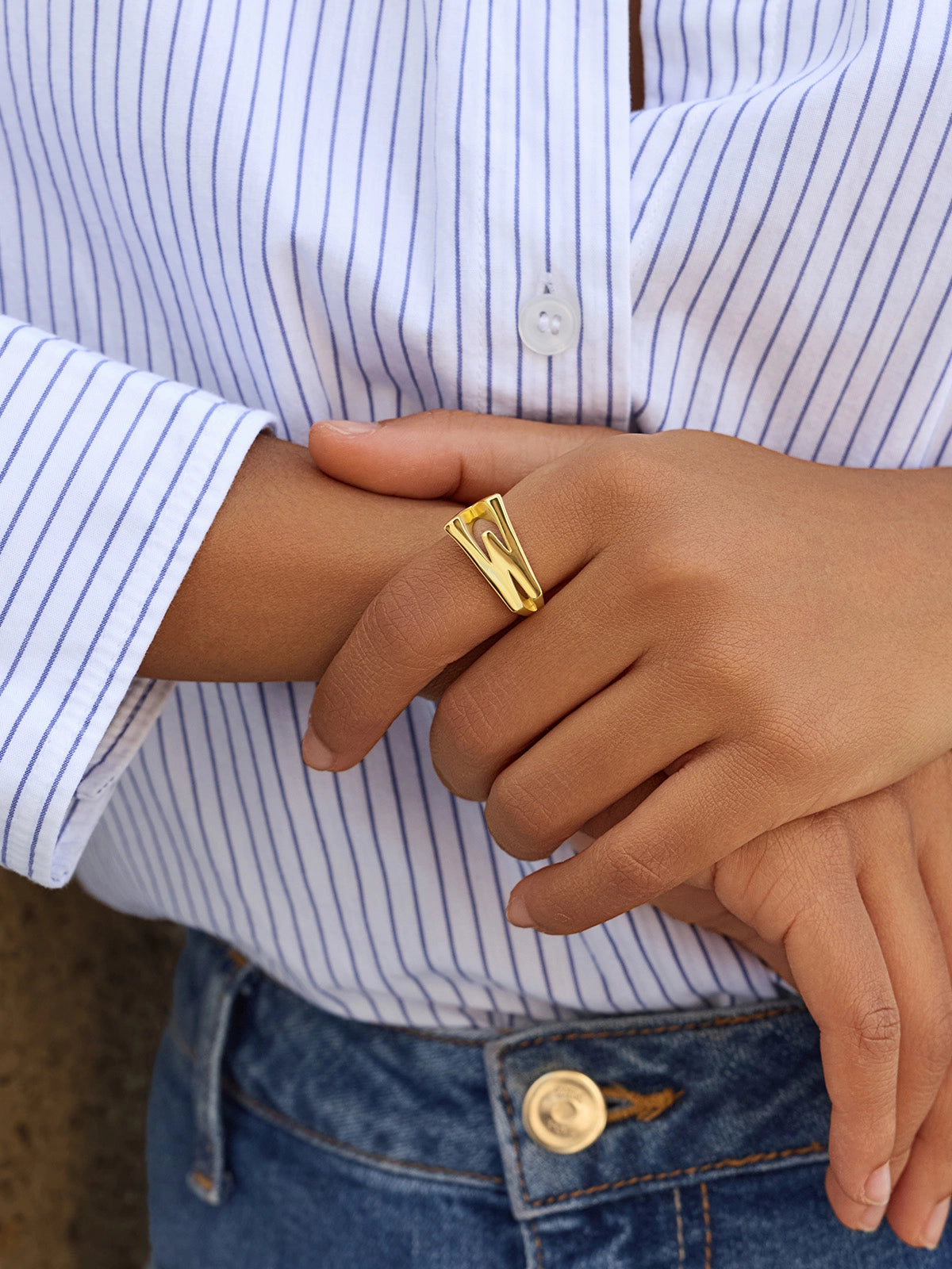 Womens 18k Gold Plated Initial Rings | CicyBell