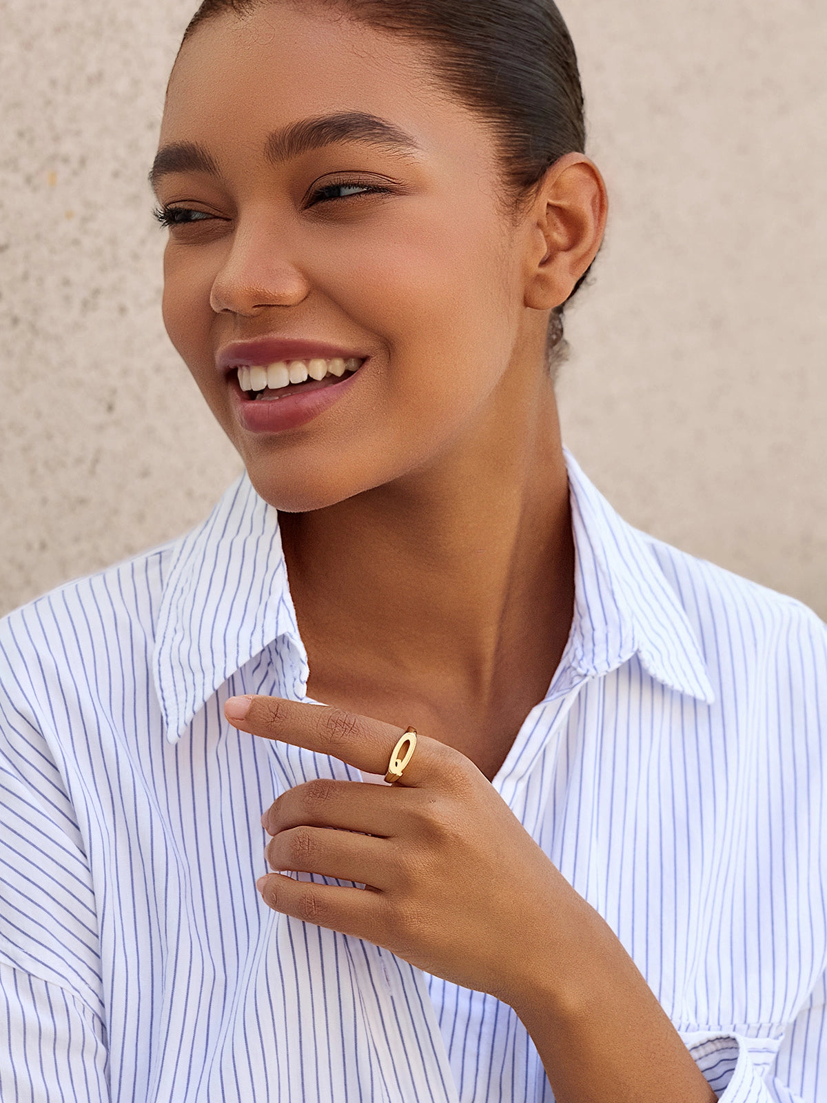 Womens 18k Gold Plated Initial Rings | CicyBell