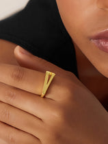 Womens 18k Gold Plated Initial Rings | CicyBell