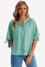 Womens Green Polka Dot Blouse Tops | CicyBell