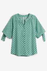 Womens Green Polka Dot Blouse Tops | CicyBell