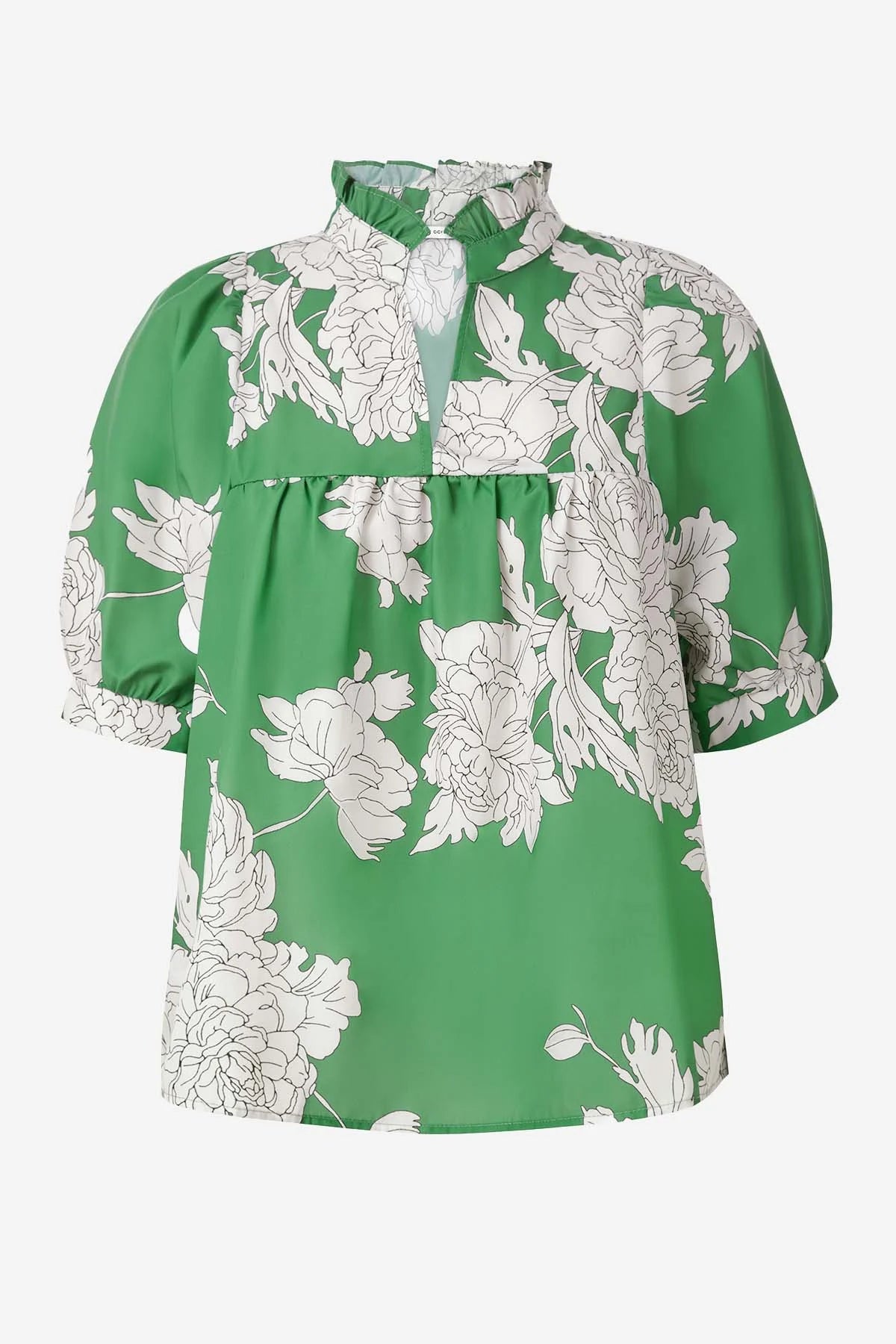 Womens Green Floral Babydoll Blouse | CicyBell